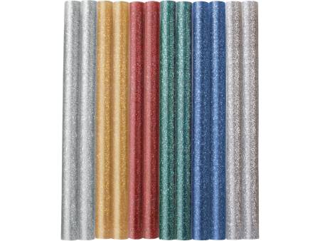 tyčinky tavné, mix barev se třpytem (glitter), pr.7,2x100mm, 12ks