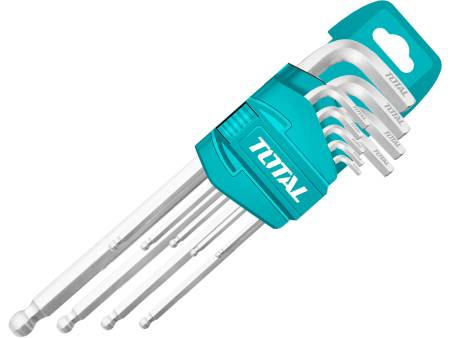 L-klíče IMBUS prodloužené s kuličkou, sada 9ks, CrV, s kuličkou, CrV