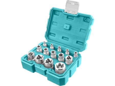 Hlavice nástrčné, sada 12ks, hvězdicové, industrial, CrV