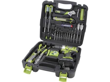 ZRUŠENO! Nahrazeno výrobkem 422801 vrtací šroubovák aku 12V Li-ion s nářadím, sada 46ks