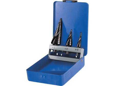 vrtáky stupňovité, sada 3ks, O 4-12/1mm, O 4-20/2mm, O 4-32/2mm, HSS