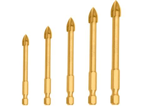 Vrtáky do skla, sada 5ks, industrial