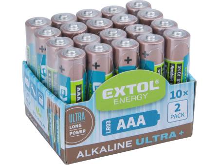 baterie alkalické, 20ks, 1,5V AAA (LR03)