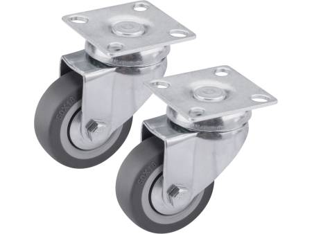 kolečka otočná s obručí ze šedo-hnědé pryže, sada 2ks, průměr 50mm