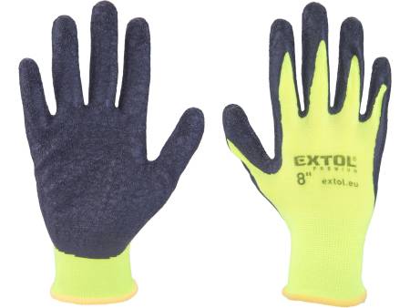 rukavice nylonové, bezešvé, polomáčené v latexu, velikost 8"