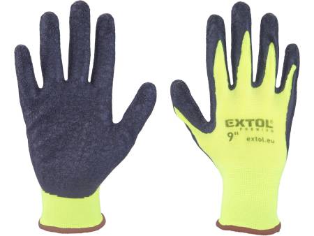rukavice nylonové, bezešvé, polomáčené v latexu, velikost 9"