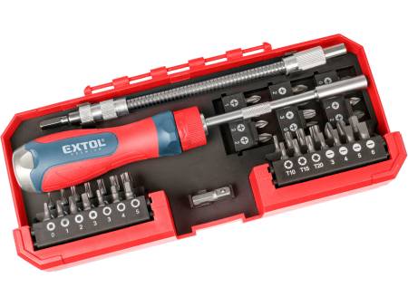 šroubovák ráčnový s hroty, sada 43ks, CrV