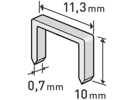 spony, balení 1000ks, 10mm, 11,3x0,52x0,70mm