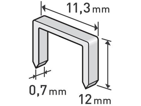 spony, balení 1000ks, 12mm, 11,3x0,52x0,70mm