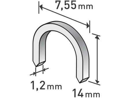 spony oblé, balení 1000ks, 14mm, 7,55x0,52x1,2mm